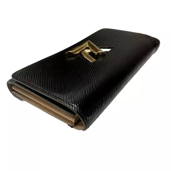 Authentic Louis Vuitton Twist Purse Epi Black Portefeuille Wallet With Box Chain - Picture 9 of 17